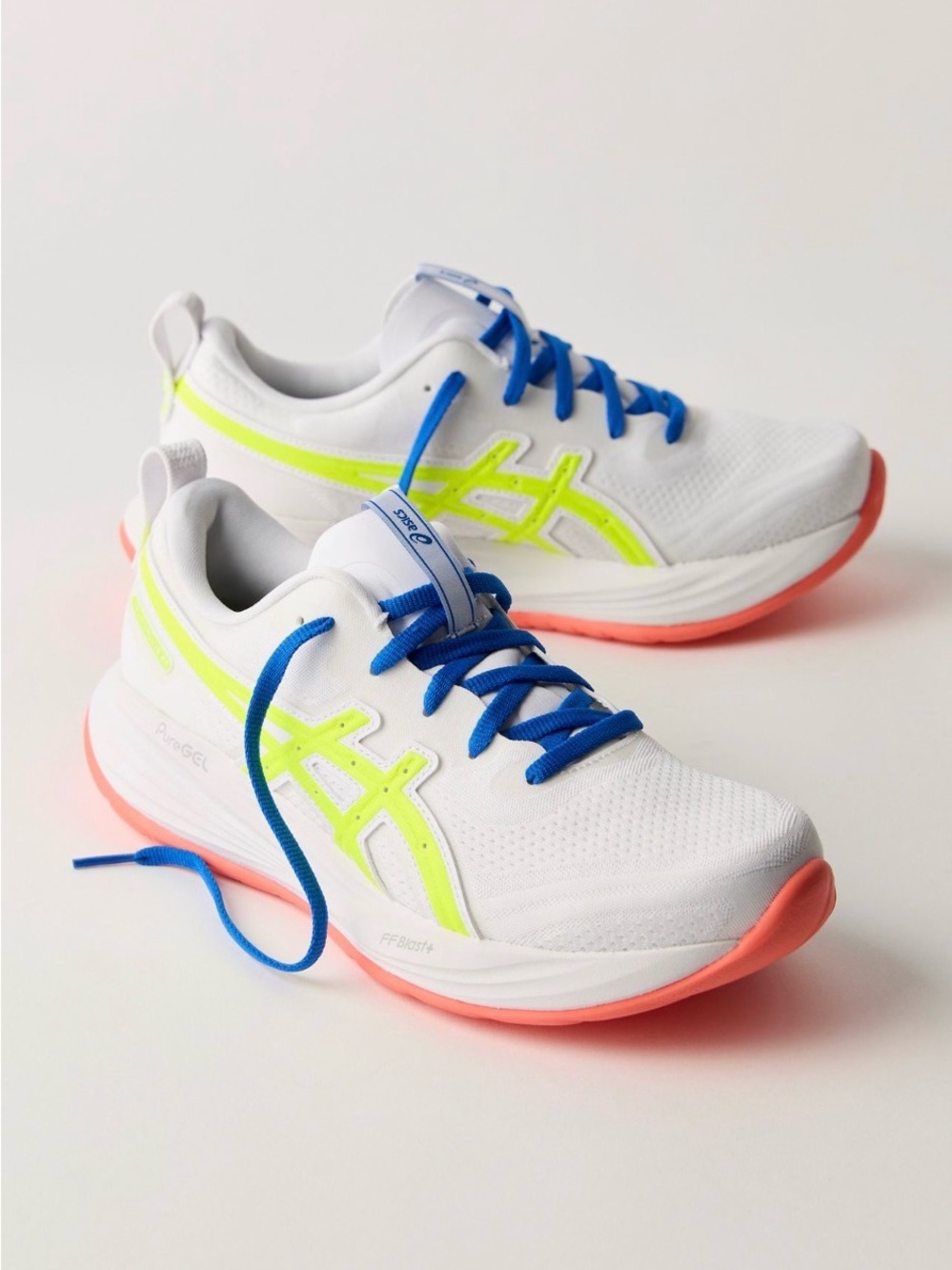 NEW ASICS Women’s White Neon Lime Running Shoes with Coral Sole 8